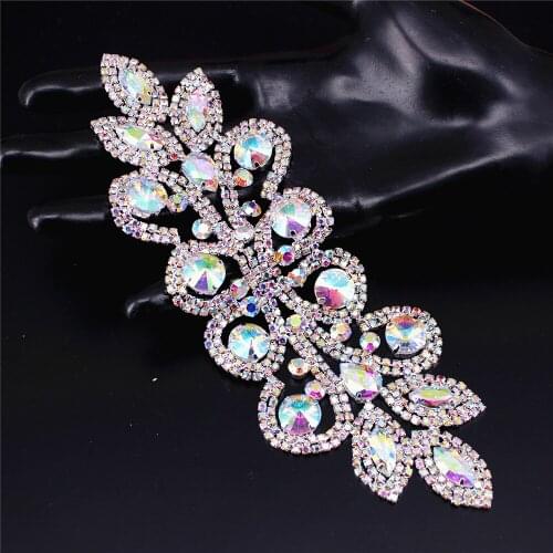 Sew-on Glass Strass patch adornment for Wedding Dress Skirt High Quality Clear Crystal AB Rhinestone Applique