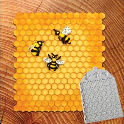 Continuous Honeycomb and Bees Textured Molds Fondant Cakes Decor Tools Silicone Molds Chocolate Baking Tools Cakes Gumpaste Form