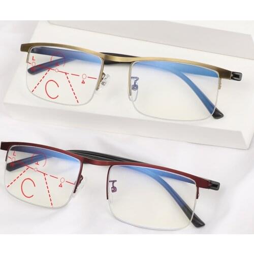 New Bifocal Progressive Reading Glasses Men Women Anti Blue Light Presbyopic Glasses Retro Classic Eye Protection Eyewear