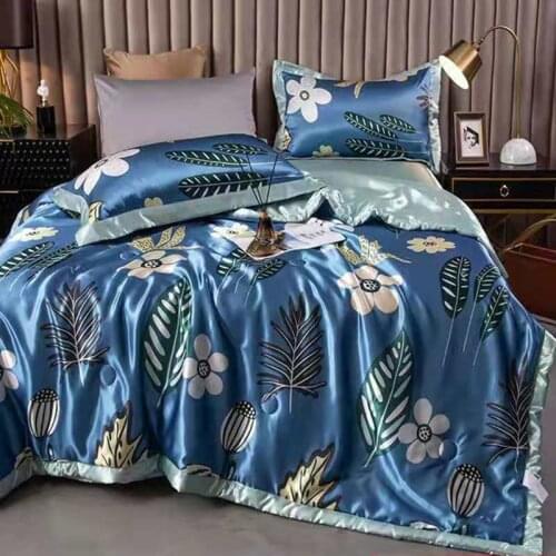 1Pcs Summer Blanket Ice Silk Cool Thin Quilt Office Nap Knee Duvet Adult Children Washable Air Conditioning Quilt Bedding