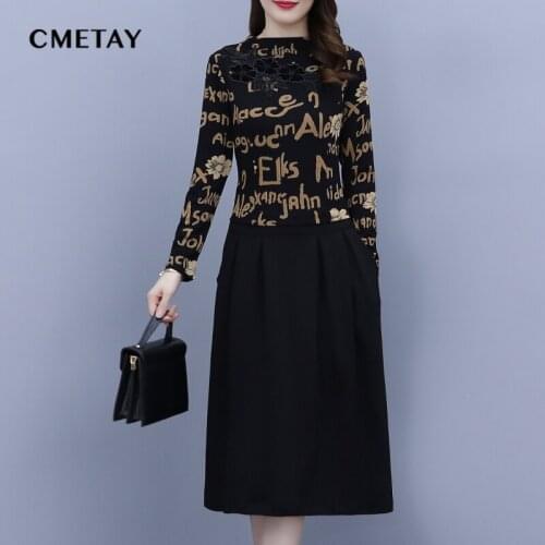 Fake Two Piece Dress Women Autumn 2021 New Korean Retro Long Sleeved Office Female Elegant Stitching Oversized 5xl Chic Robe