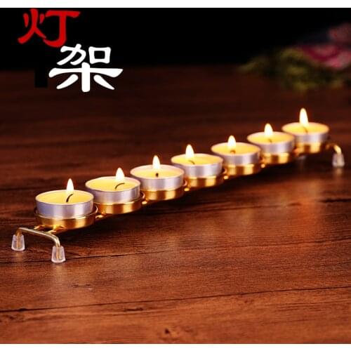 Single Row Seven Star Butter Lamp Holder, Long Candle 33cm
