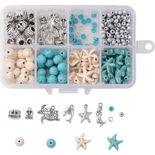 1Box Ocean Theme Charms Pendants Turtle Sea Star Dolphin Mermaid Starfish Charms DIY Jewelry Earring Bracelet Necklace Making