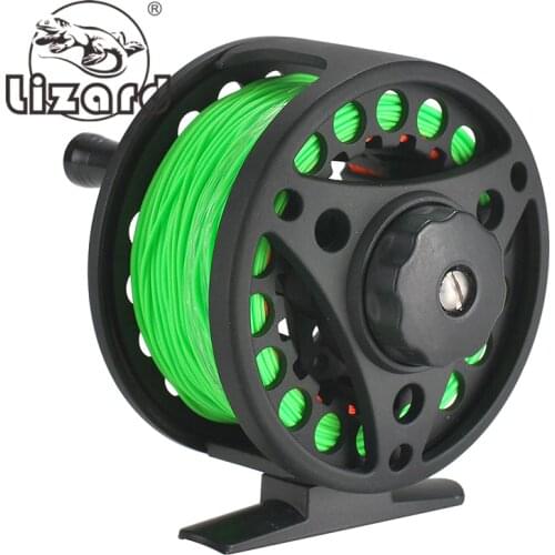 LIZARD FISHING Black Fly Reel With Line Combo Large Arbor Aluminum Fly Fishing Reel WF Fly Line Backing Line Tapered Leader