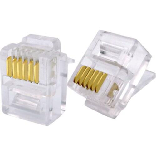 20PCS RJ12 6P6C Connector For Modular Cable Head Plug Network RJ 12 Telephone Connectors Ethernet Plug PC + Copper Material