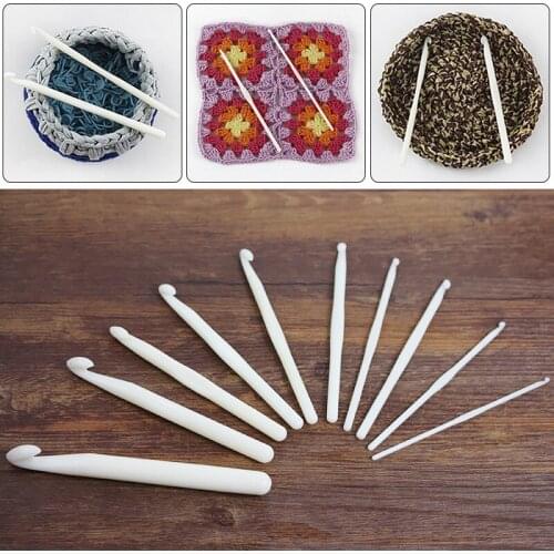 3-12mm Pure White Plastic Handle Crochet Hook Knitting Needles Thick Head Knit Weave Sweater Tools DIY Crafts Yarn Accessories
