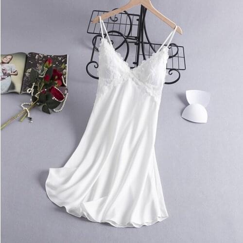 Sexy Spaghetti Strap Nightdress Women Sleepwear Nightgown With Lace Satin Silk Soft Home Clothes Sleep Dress Intimate Lingerie