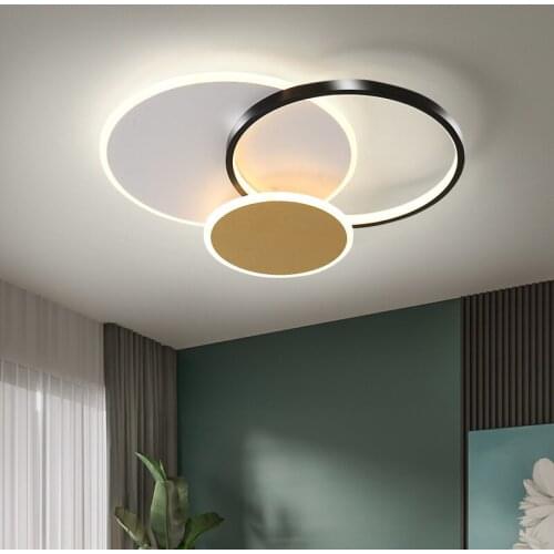 Modern Acrylic LED Ceiling Lights For Living Room Kitchen Bedroom Apartment Restaurant Bar Indoor Home White&Black&Gold Lamps
