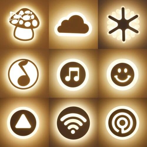 Modern Minimalist LED Wall Lamp Deco Lighting Bedside Lamp 8/10/15W Kids Wall Lights WIFI Smiling Face Cloud Wall Lamp Fixture