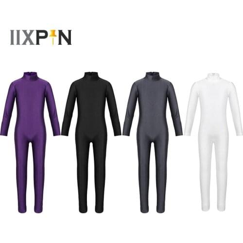 IIXPIN Kids ballet leotards for Girls Bodysuit Long Sleeves Zippered Ballet Dance Gymnastics Leotard Jumpsuit Unitard Balletsuit