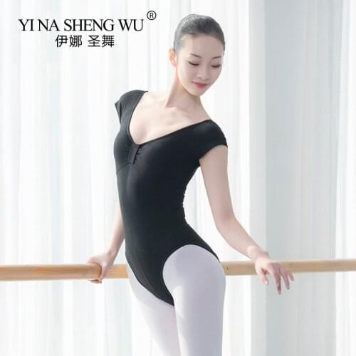 Ballet Practice Dress Dancewear Women Ballet Dance Leotard Wear Adult Cotton Short Sleeve Bodysuit Stretch Gymnastics Leotard