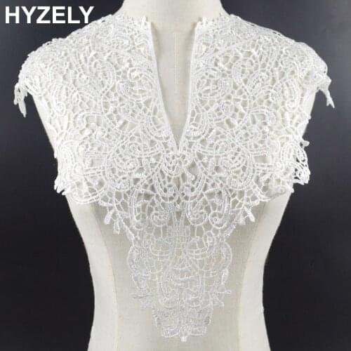 1pc White & Black Embroidery Rose Flower Lace Neckline Fabric, DIY Collar Lace Fabrics For Sewing Supplies Crafts
