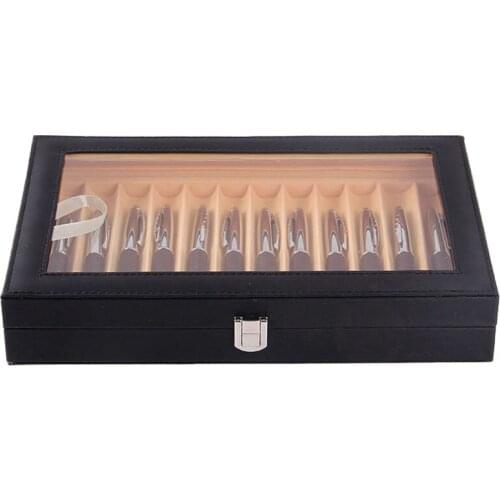 12 Pen Box Leather Pen Display Box PU Pen Storage Box Leather Pencil Case Storage Box