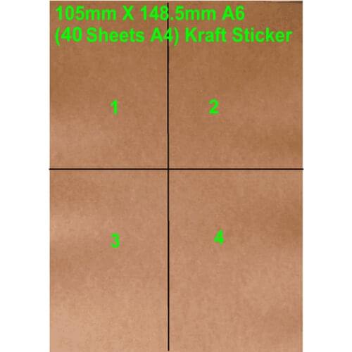 160 Labels105mm X 148.5mm A6 ( 40 Sheets A4 ) Kraft Sticker For Laser Inkjet Printer Ebay Paypal USPS UPS Shipping Label Sticker