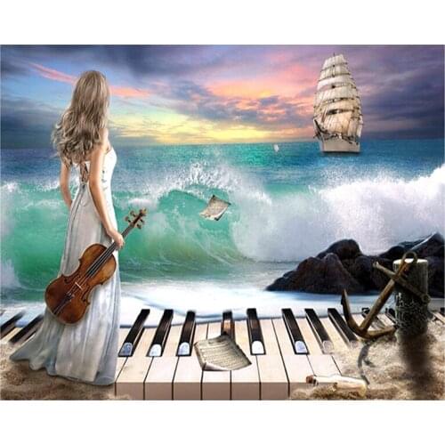 5D DIY Full Square Round Diamond Cartoon Elegance Music Girl Embroidery Cross Stitch Rhinestone Mosaic Decor Gift