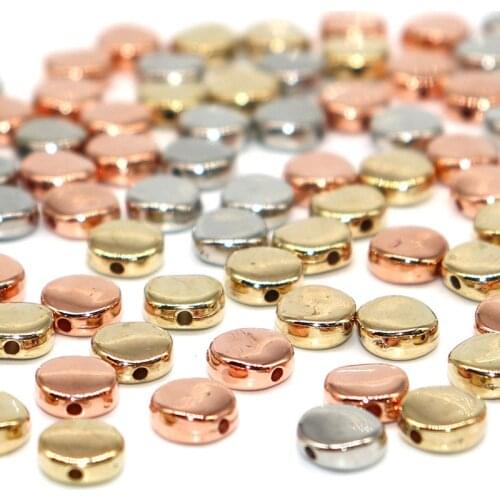 7*3mm 100/200pcs Round CCB Beads Plastic Glossy Silver Plated Loose Bead Charms for Bracelet Making Hole 1mm