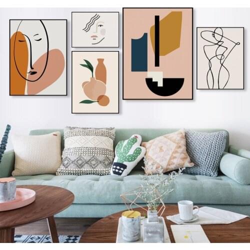 Morandi Poster Canvas Painting Wall Art Poster Print for Living Room Bedroom Geometric Abstract Poster Painting Home Decor