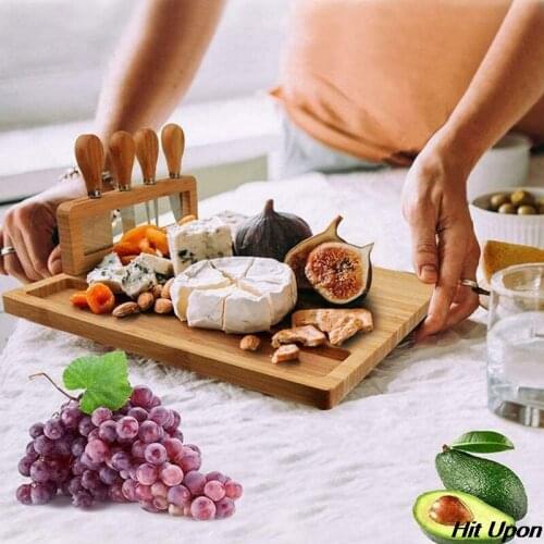Bamboo Cheese Board Cheese Knife Cheese Slicer Fork Scoop Cut Kitchen Cooking Tools Bamboo Cutting Board Wood Cheeses Boards