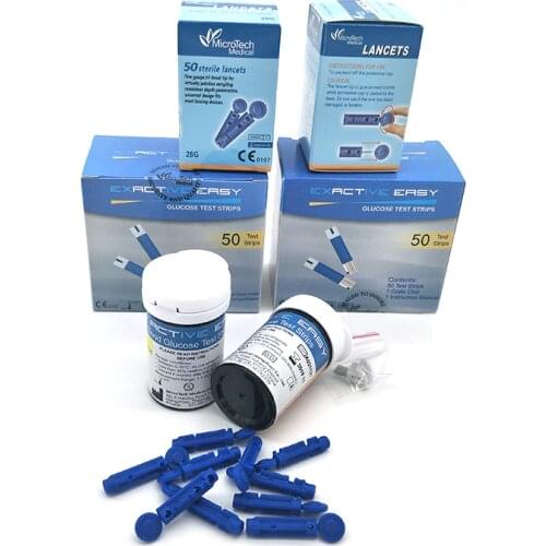 Exactive Easy Blood Glucose Test Strips+Blood Lancet Needles Test Paper Expendables Diabetes Type 2 Necessary Device 100 Pcs