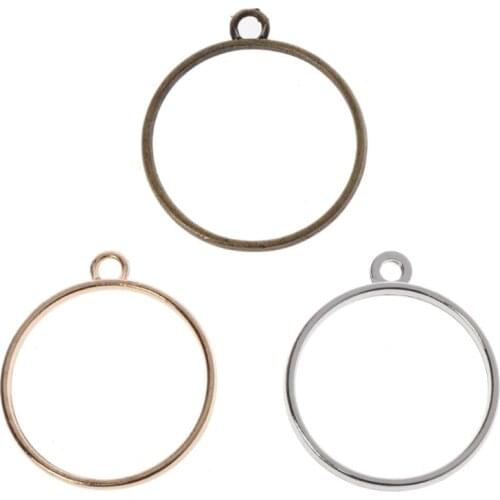 10Pcs Round Pendant Press Flower DIY UV Resin Blank Frame Bezel Jewelry Making