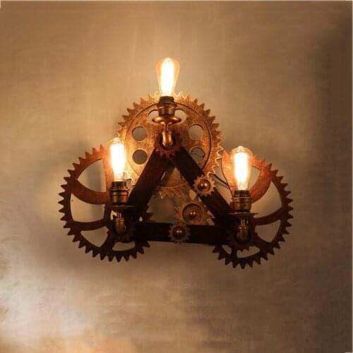 Loft Retro Industrial Light Decorative Wall Lamp American Creative Personality Living Room Bar Wall Lamp Bronze Gear Lamp