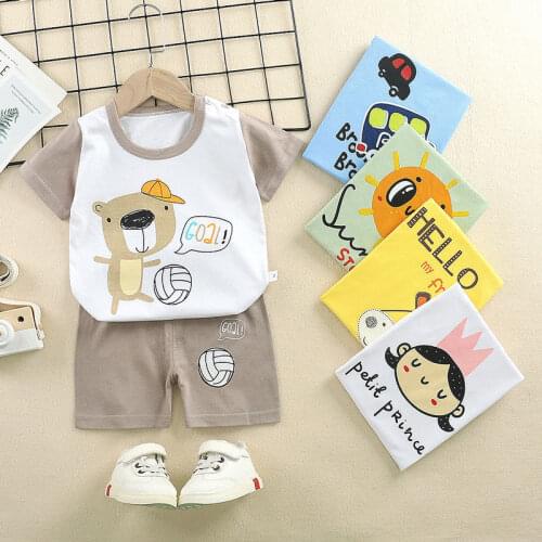Summer Kids Pajamas Sets Baby Girl Clothes Boys Pyjamas Pijamas Sleepwear Childrens Short Sleeve T-shirt+Pants Nightwear 2-8T