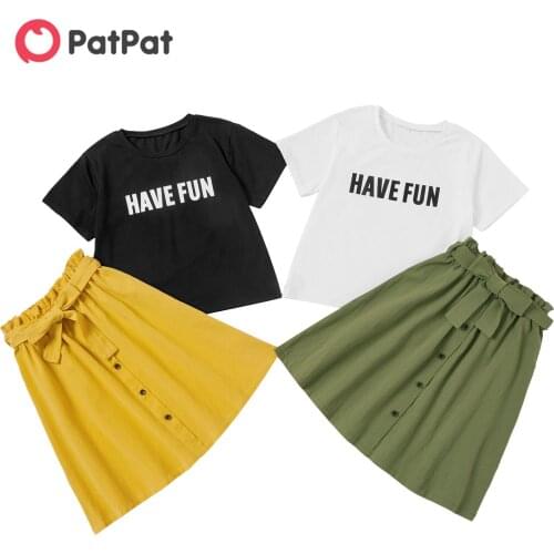 PatPat 2021 New Summer Beautiful Kid Girl Letter Print 2-Piece Skirt Set