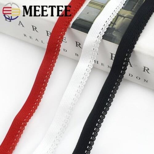 Meetee 20/43M 10mm Nylon Spandex Ribbon Crescent Elastic Band for Underwear Stretch Webbing DIY Bra Decoration Spring Lace Trims