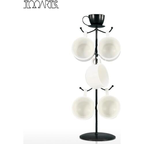 Tooarts Metal Coffee Mug Stand Mug Tree Holder Mug Rack Tree Coffee Tea Cup Organizer Hanger Holder with 6 Hooks for Home Decor