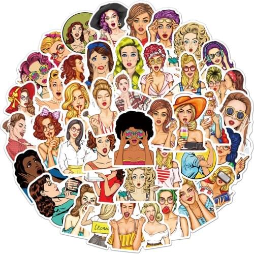 10/30/50PCS Fashion Girl Popular Art Style Cartoon Stickers Skateboard Fridge Guitar Laptop Motorcycle Travel Sticker Decal Toy