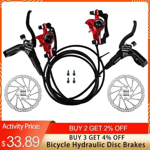 Bicycle Hydraulic Disc Brakes Front Rear Calipers Set for MTB Mountain Bike Left Right Brake Lever Kit with 160mm Disc Rotor