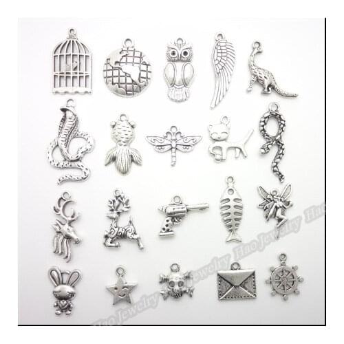 Mix 200pcs Vintage Charms Pendant Tibetan silver Fit Bracelets Necklace DIY Metal Jewelry Making