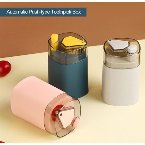 New Automatic Toothpick Box Portable Transparent Pop-up Household Table Toothpick Container Storage Box Home Toothpick Container