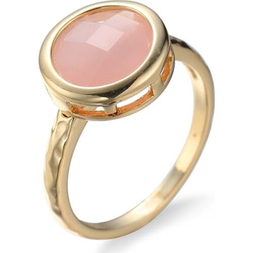 2019 New Arrival Fashion Cute Pink Resin Rings Trendy Gold Colors Jewelry Rings For Women Wedding Anniversary Luxury Party Gifts