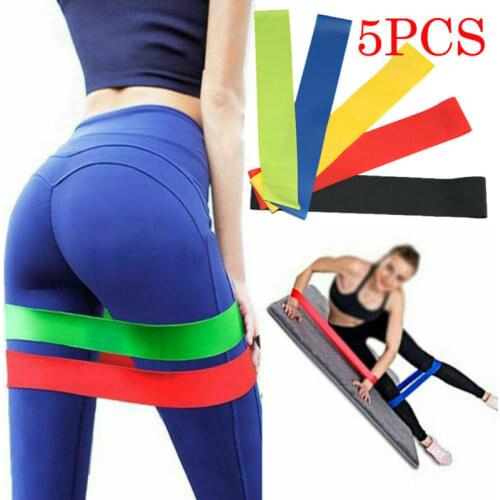 New Yoga Belts 5 Pieces Set Resistance Loop Bands Singles Exercise Glutes Yoga Pilates Home Gym Workout Solid Home Gym Sports