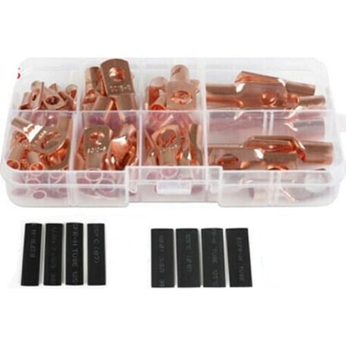 140Pcs Assorted Car Auto Copper Ring Lug Terminal Wire Bare Cable Crimp Connectors Crimp Terminal Assorted Kit