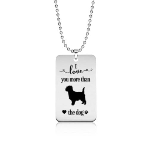 Stainless steel love tag I love you more than the dog Cairn Terrier necklace---2 styles free choice---Drop shipping