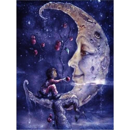 Scenery Diamond Painting Full Display Moon Diamond Dot Mosaic Embroidery Picture Crystal Rhinestone Sticker Decal Wall Art Craft