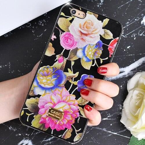 Luxury Rose Flower Phone Case For iPhone 6 6S 7 8 Plus X XR XS MAX Coque Bling Diamond TPU Back Cover Case For iPhone 11 Pro Max