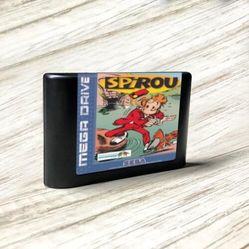 Spirou - EUR Label Flashkit MD Electroless Gold PCB Card for Sega Genesis Megadrive Video Game Console