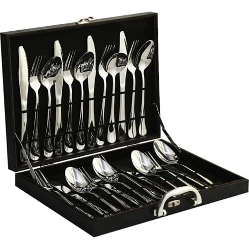Tableware Flatware Set Stainless Steel Dinner Spoons Knifes Forks Set Knives Cutlery Scuberteria 24 Piezas Kitchen Home 50F002