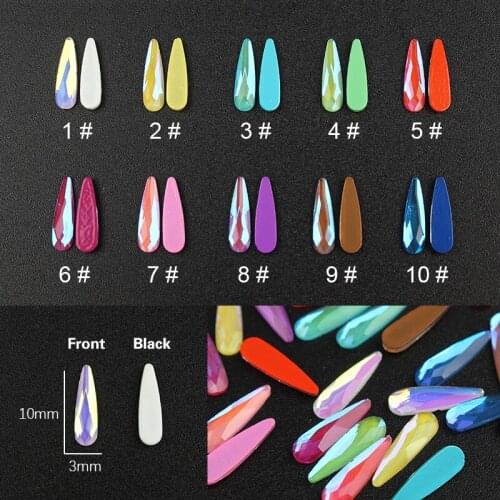 New fashion Mocha 3X10mm raindrop shaped rhinestone 3D nail glass 30 / 100PCS for nail decoration