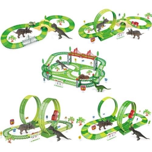 Dinosaur Theme Track Scene Toy Free Crossing Series Flexible Assembly Track System Diy Puzzle Class Practical Ability Exercise