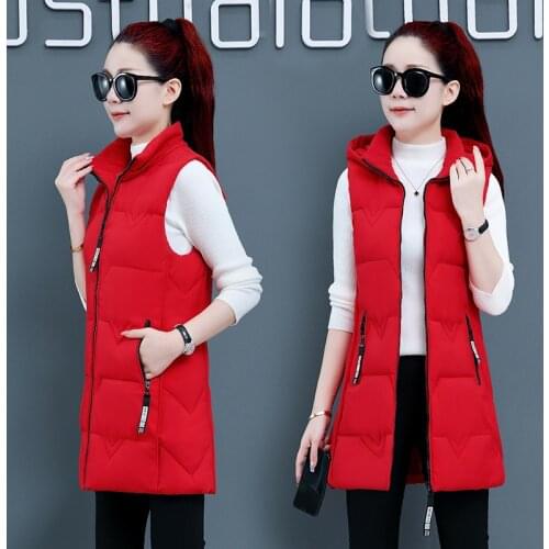 2021 SPring Autumn Korean Waistcoat vest winter women Hooded vest Women Hat detachable vest Womens down cotton vest