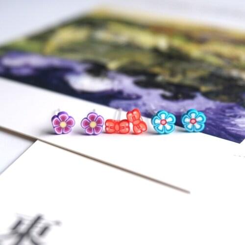 High Quality Polymer Clay Jewelry Women Fashion Stud Earrings for Girls Kids Gift Colorful DIY Flower Brinco Plastic Earring P32