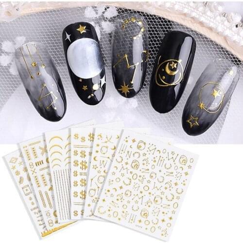 1 Box Japanese Moon Stars Nail Art Rivets Stickers Studs Gems 3D DIY Nailart Decoration Stickers For Nails Multi Mental Decals