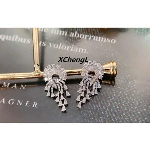 2020 New Fashion 18K（AU750）1CT Diamond Earrings Jewelry for Lady&Women&Party&Wedding