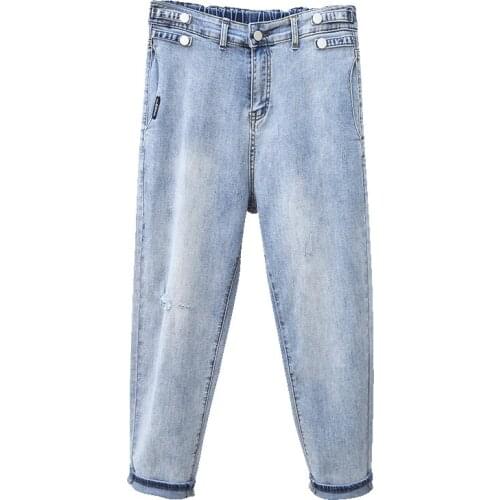 2021 5XL Plus Size Boyfriend Jeans For Women Casual Vintage High Waist Jeans Denim Straight Pants Blue Denim Jeans Femme B101