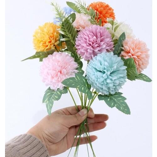 2021 Flower Bouquet Pineapple Chrysanthemum Simulation Round Chrysanthemums for Wedding Home Showcase Decorative Flowers