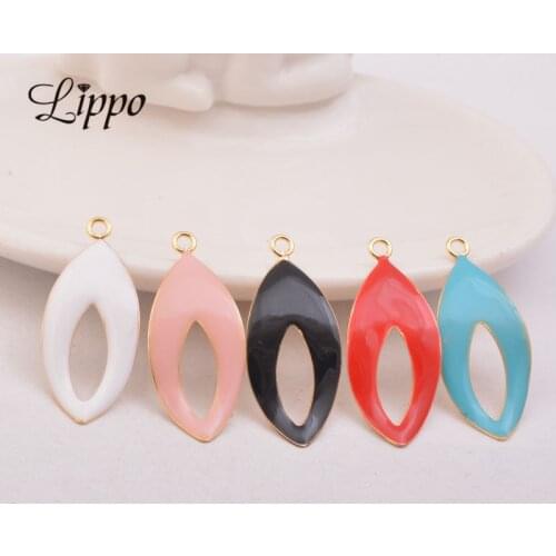 30pcs 14*33mm High Quatily Enamel Charms Gold Copper Irregular Elliptical jewelry Earrings Pendant Accessories